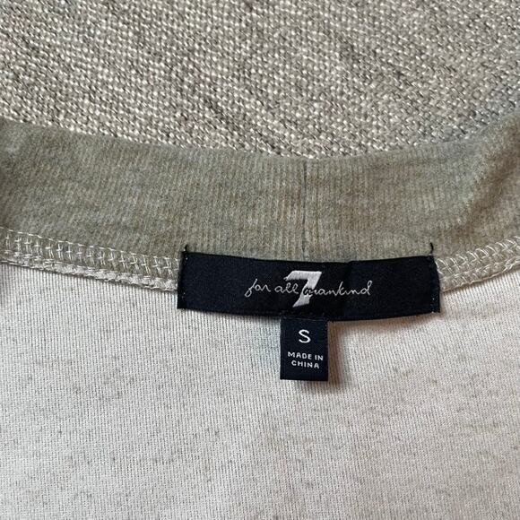 7 FOR ALL MANKIND Puff‎ Sleeve Button Up Cardigan Sweater Small Taupe Cream NWT - Picture 3 of 6